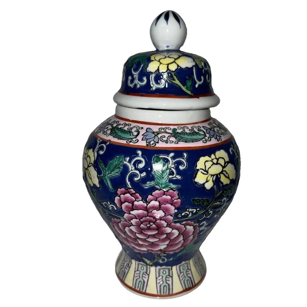 Chinese Ginger Jar With Lid Floral (5-b0)